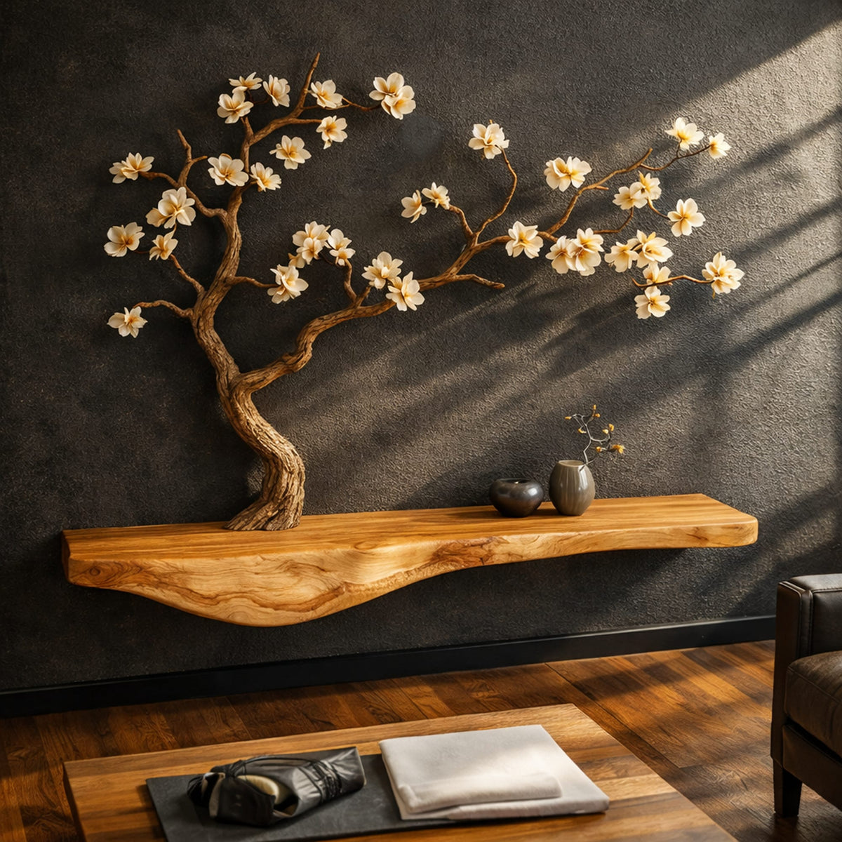 Organic Solid Wall Shelf