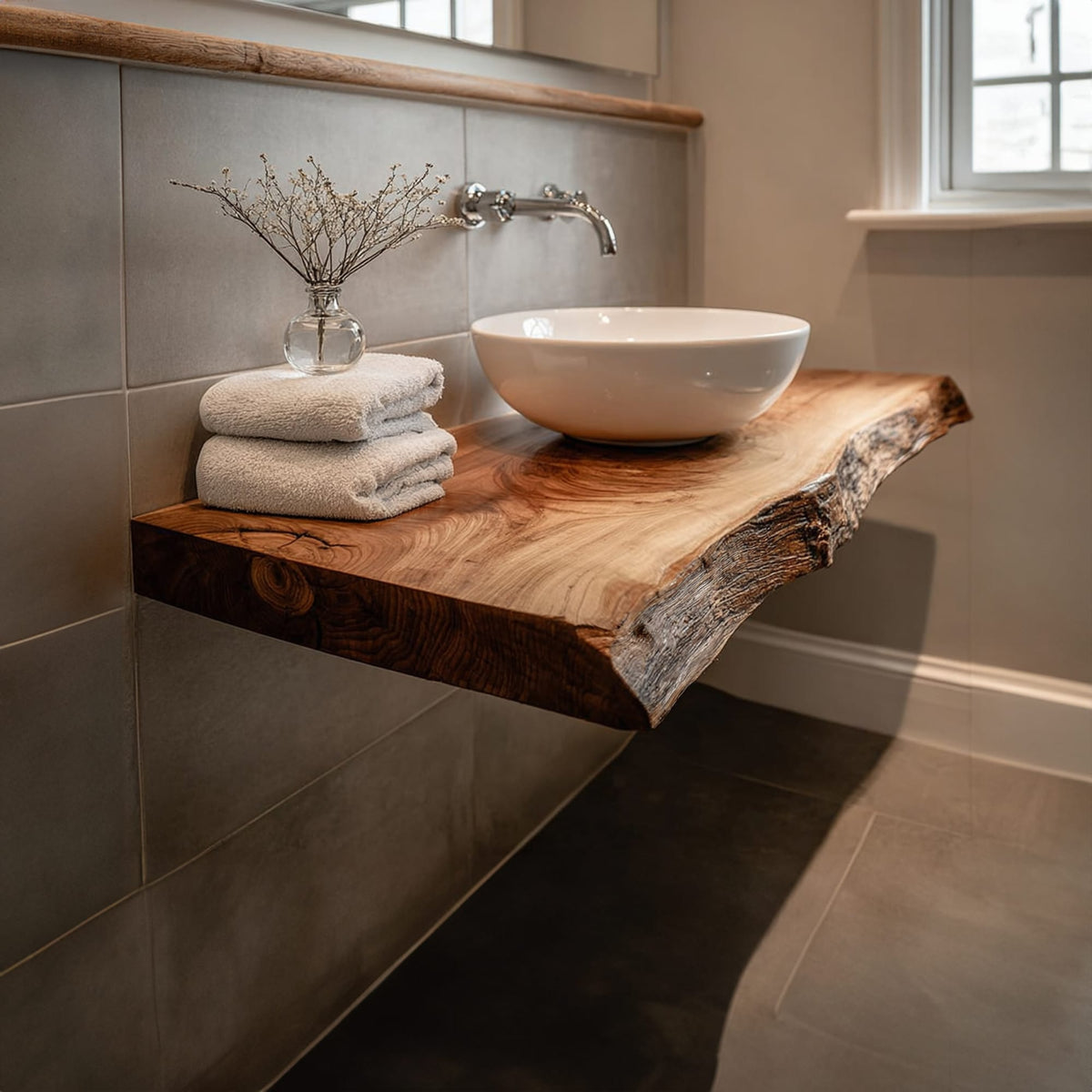 Live Edge Washroom Floating Shelf