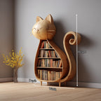 Rustic Cat Bookshelf Kids Room Storage Display, solid wood, built to order