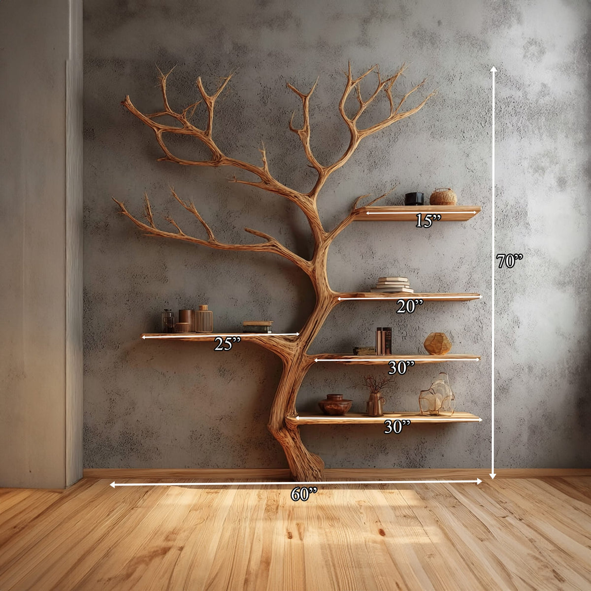 Solid Hanging Tree Bookshelf