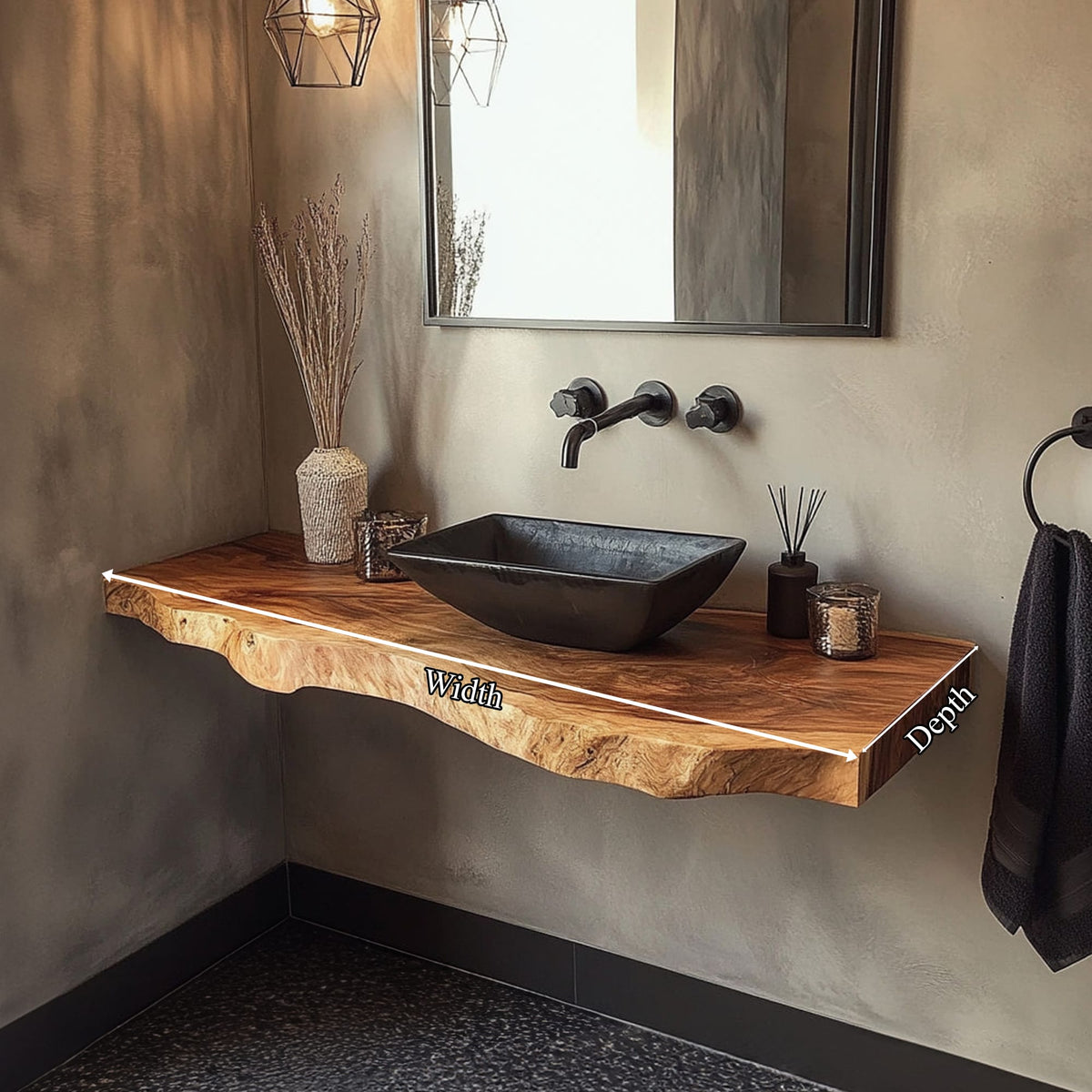 Rustic Bathroom Vanity Shelf Bathroom Accent, solid wood, built to order
