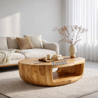 Curved Shell Solid Coffee Table Calm Living Room Interior, solid wood, built to order