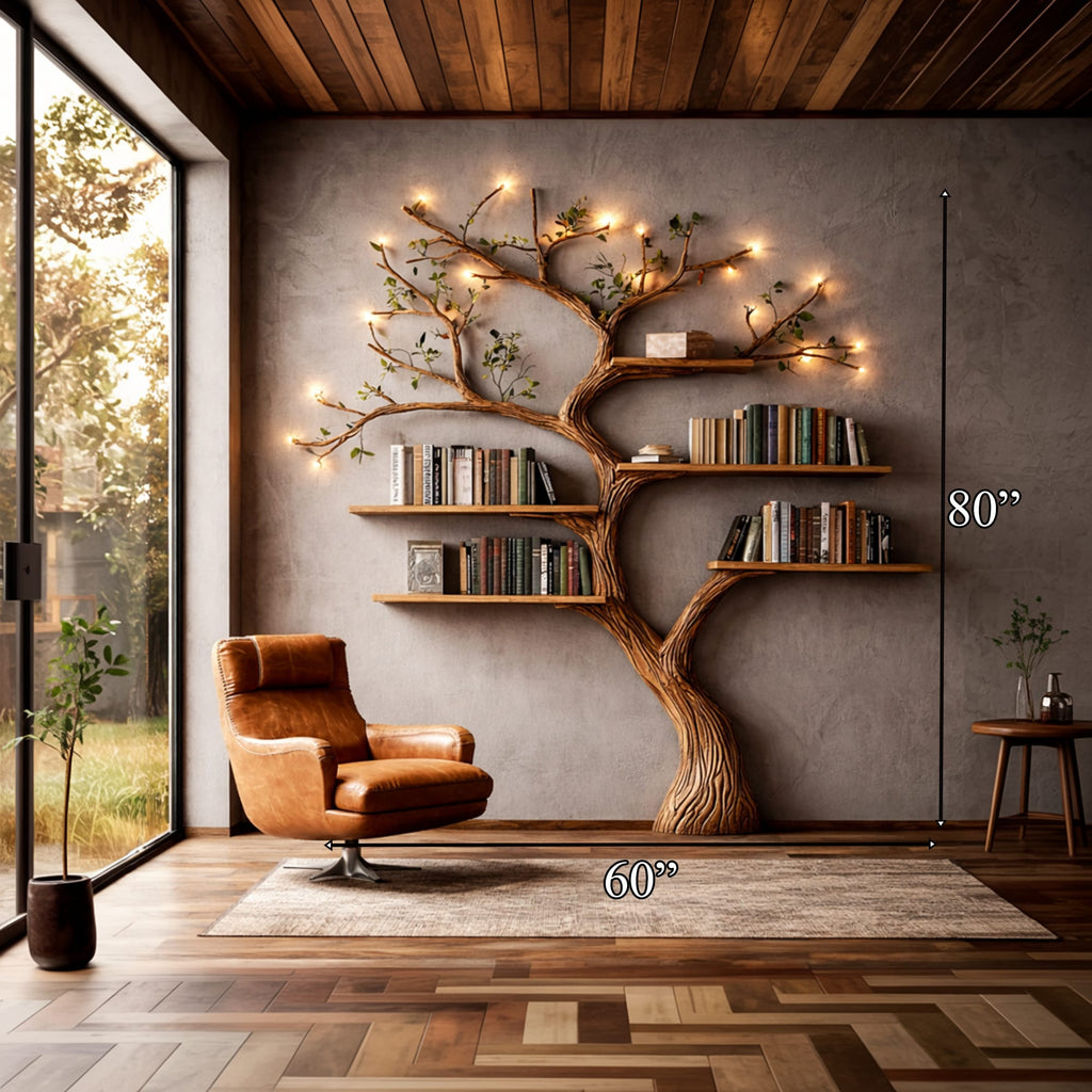 Organic Mounted Floating Tree Bookshelf