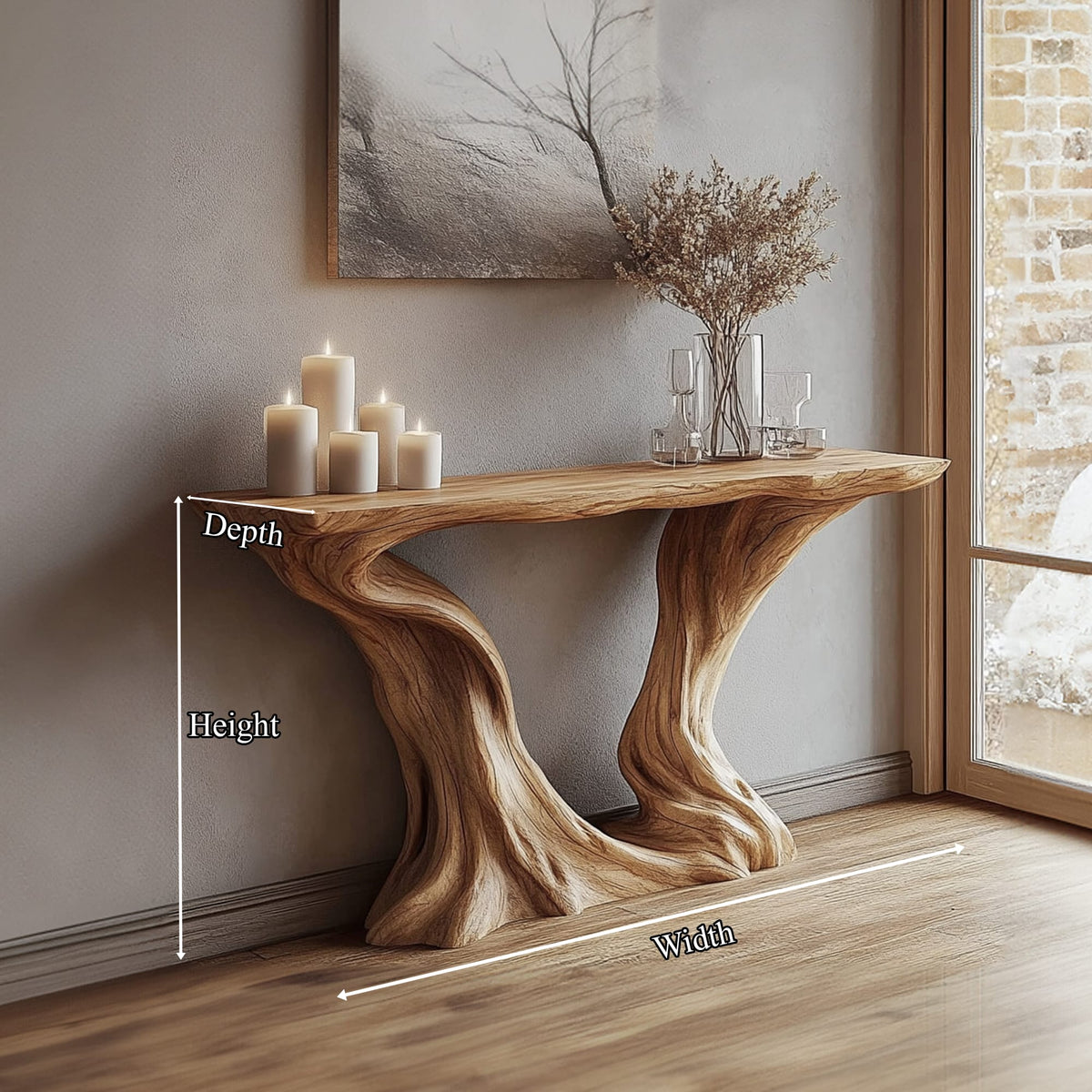 Mid Century Hourglass Console Table