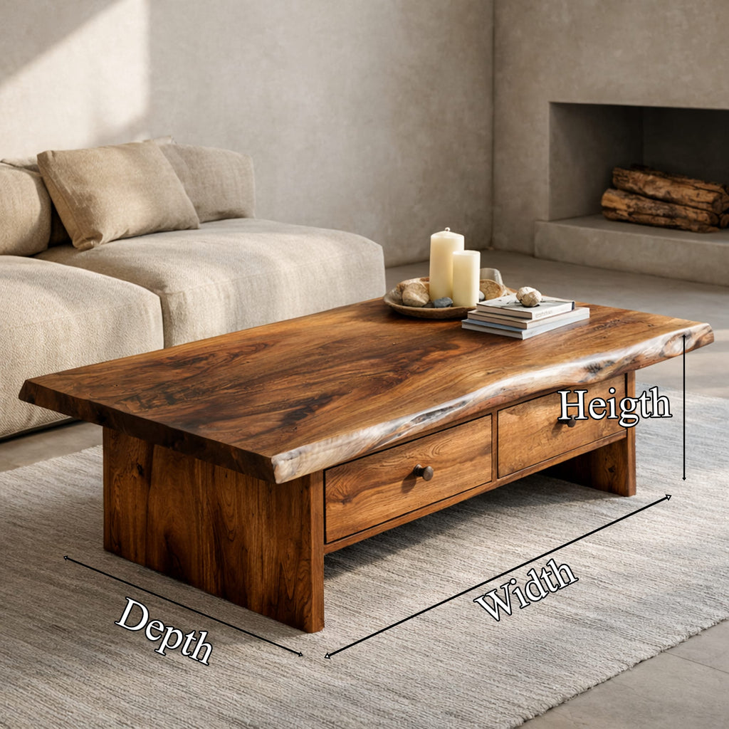 Low Profile Solid Coffee Table Timeless Living Room Interior, solid wood, built to order
