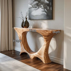 Mid Century Entry Table Handcrafted Curved Leg Hallway Opening, solid wood, built to order