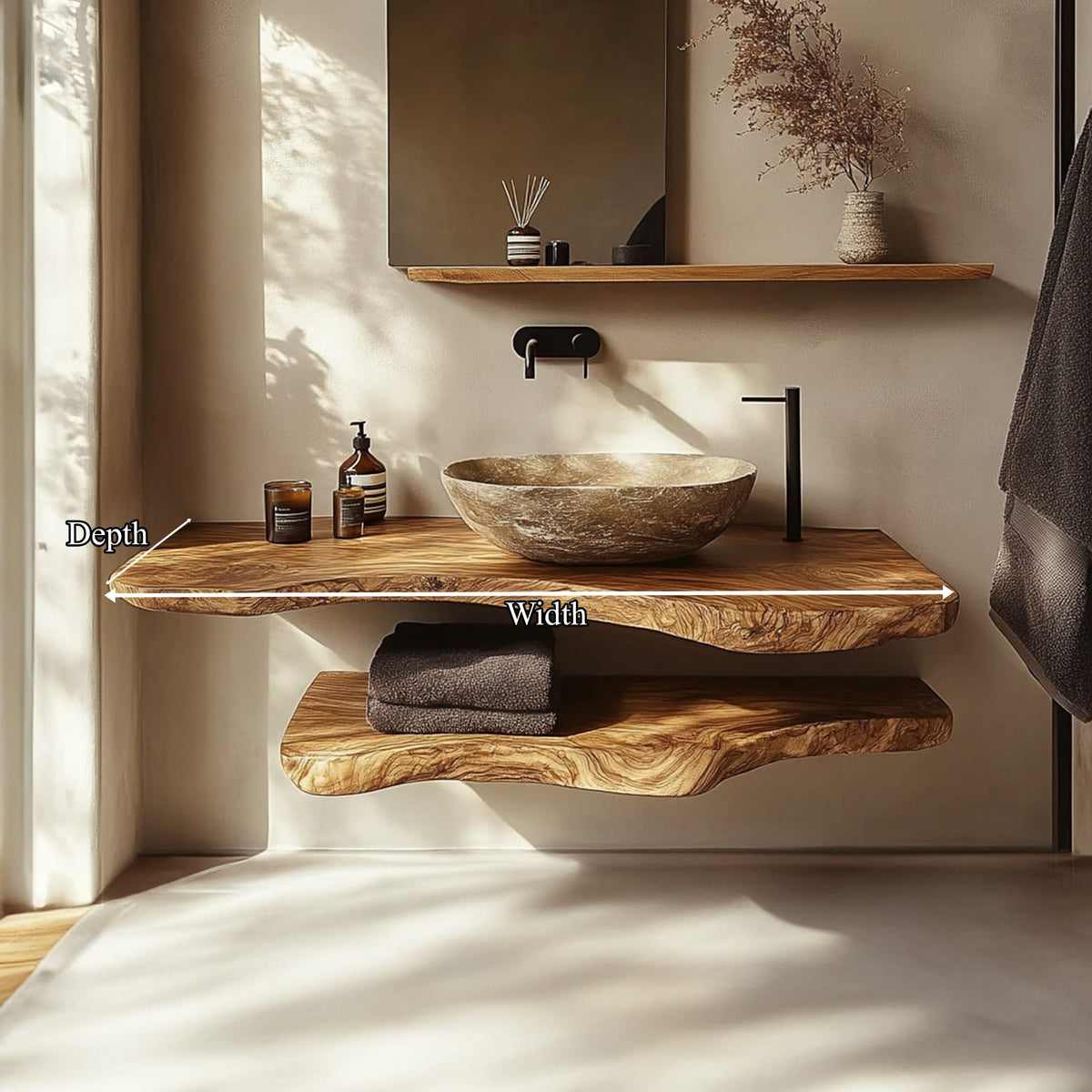 Mid Century Bathroom Vanity Shelf Solid Bathroom Design, solid wood, built to order