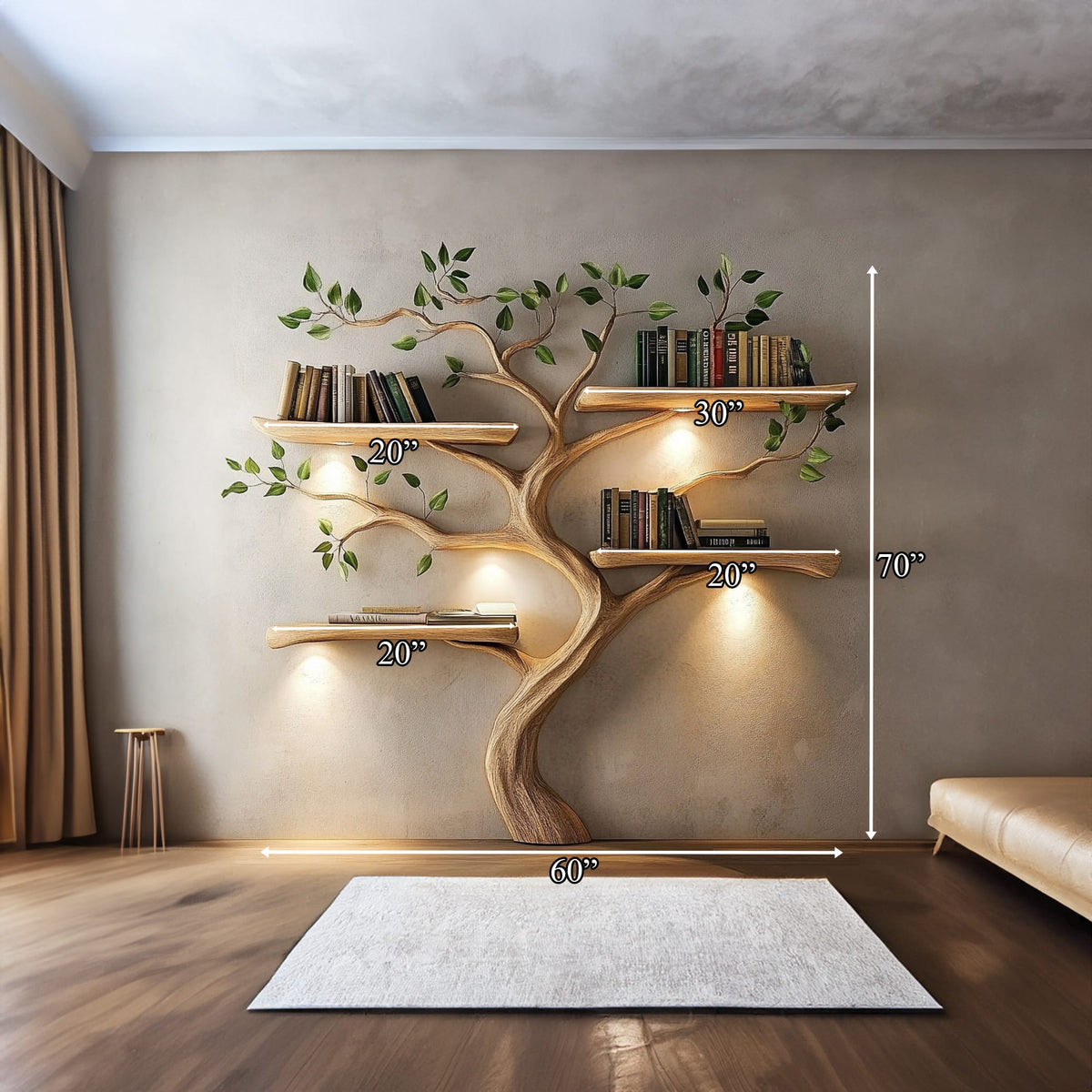 Floating Modern Tree Bookshelf
