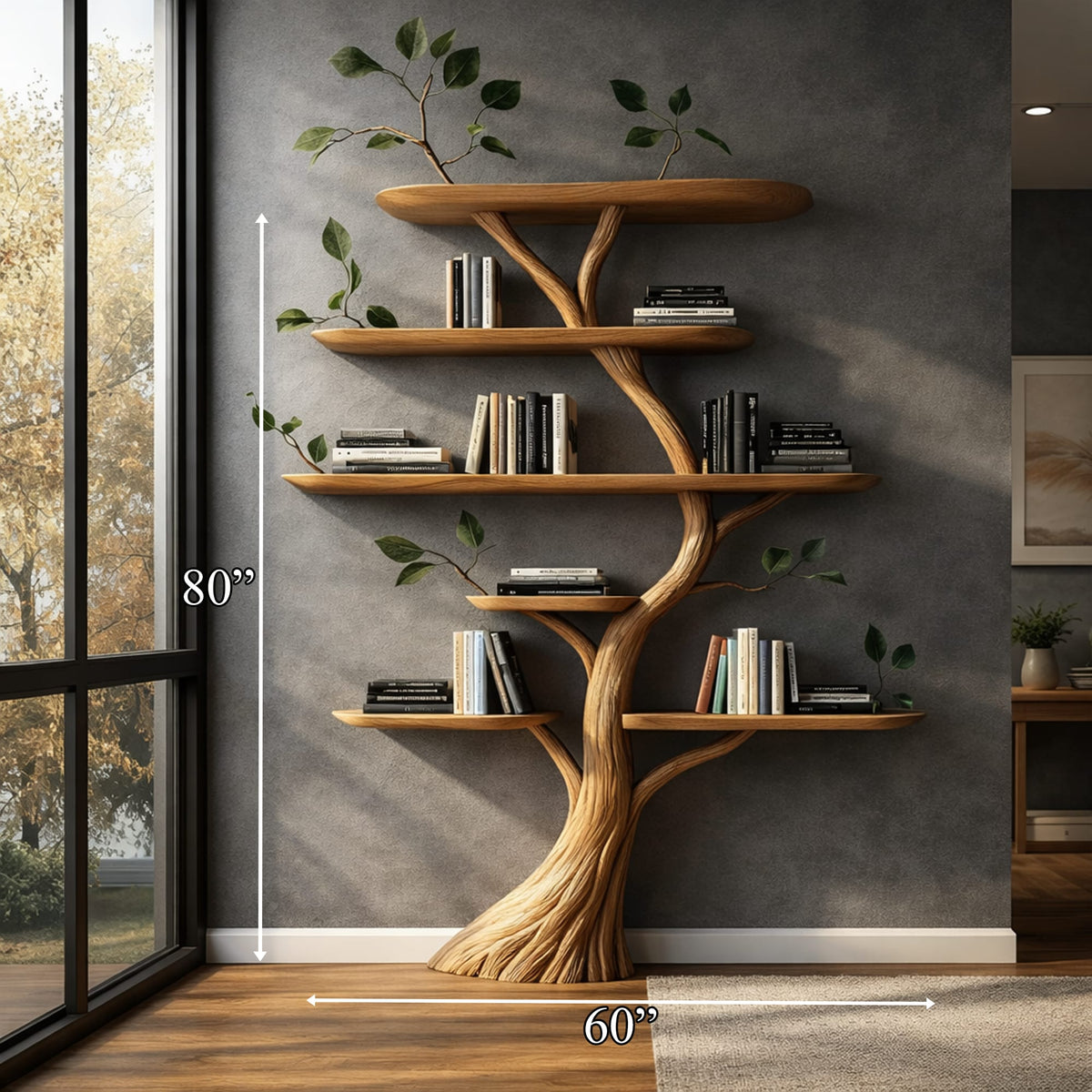 Floating Mounted Tree Bookshelf