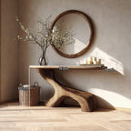 Mid Century Solid Entryway Console Table