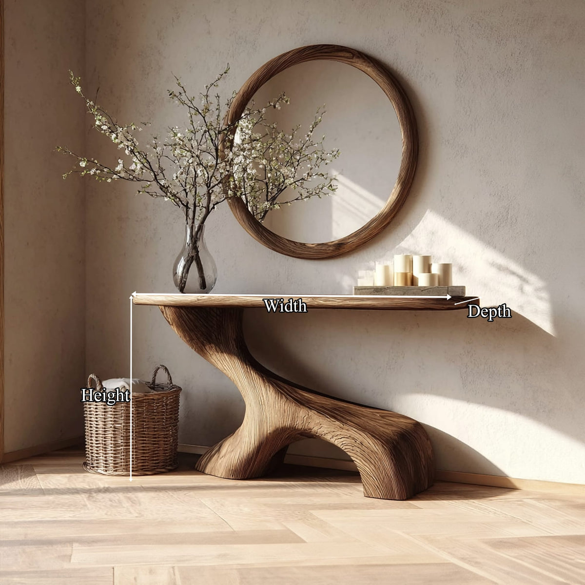 Mid Century Solid Entryway Console Table