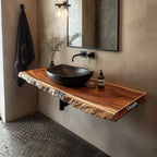 Mid Century Bathroom Vanity Shelf Modern Bathroom Interior, solid wood, built to order