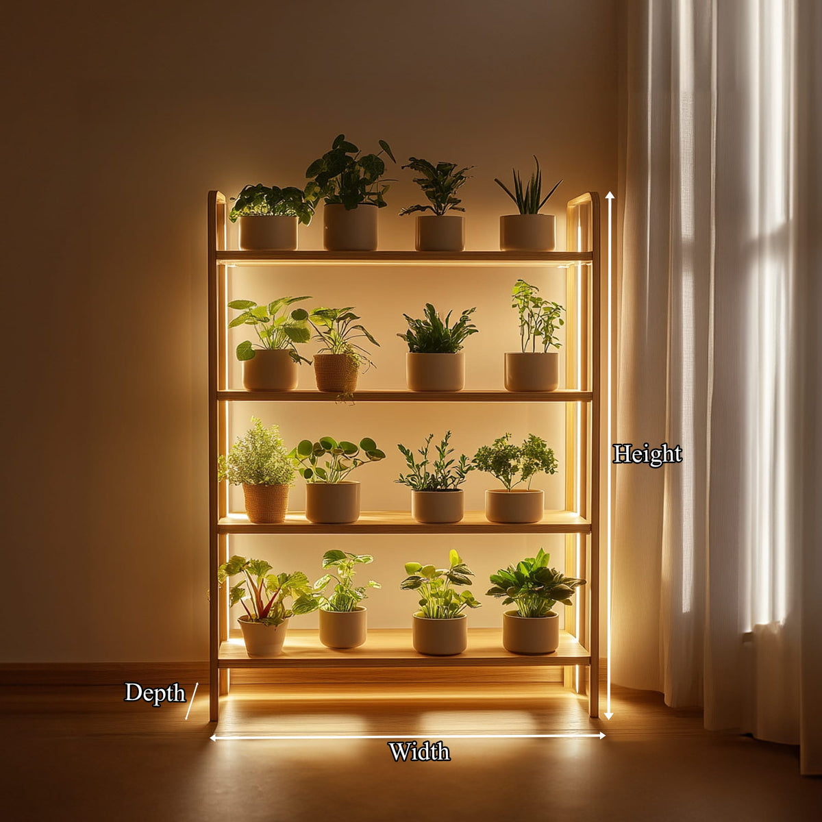 Mid Century Botanical Shelf Contemporary Indoor Garden, solid wood, built to order