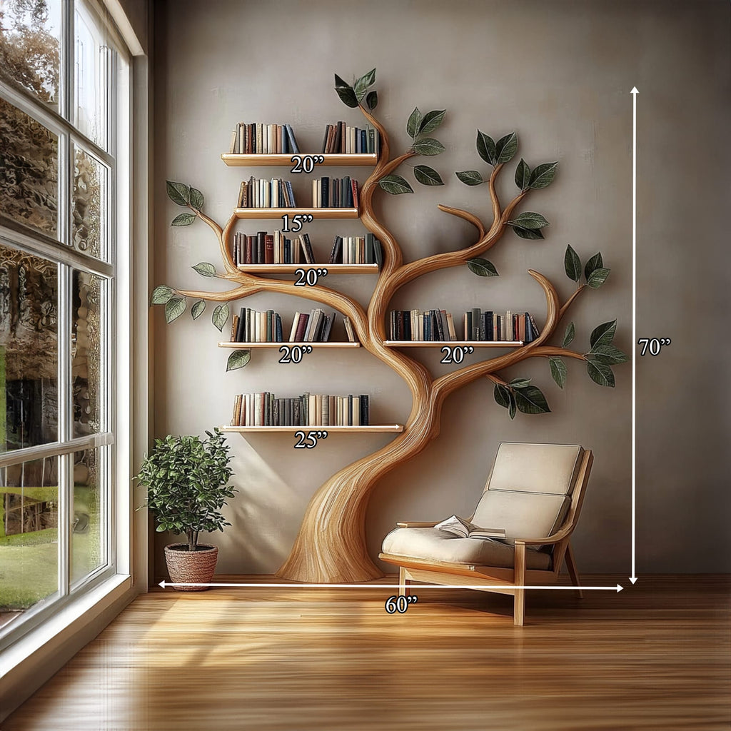 Rustic Branch Bookshelf Bedroom Reading Nook Or Home Library, solid wood, built to order