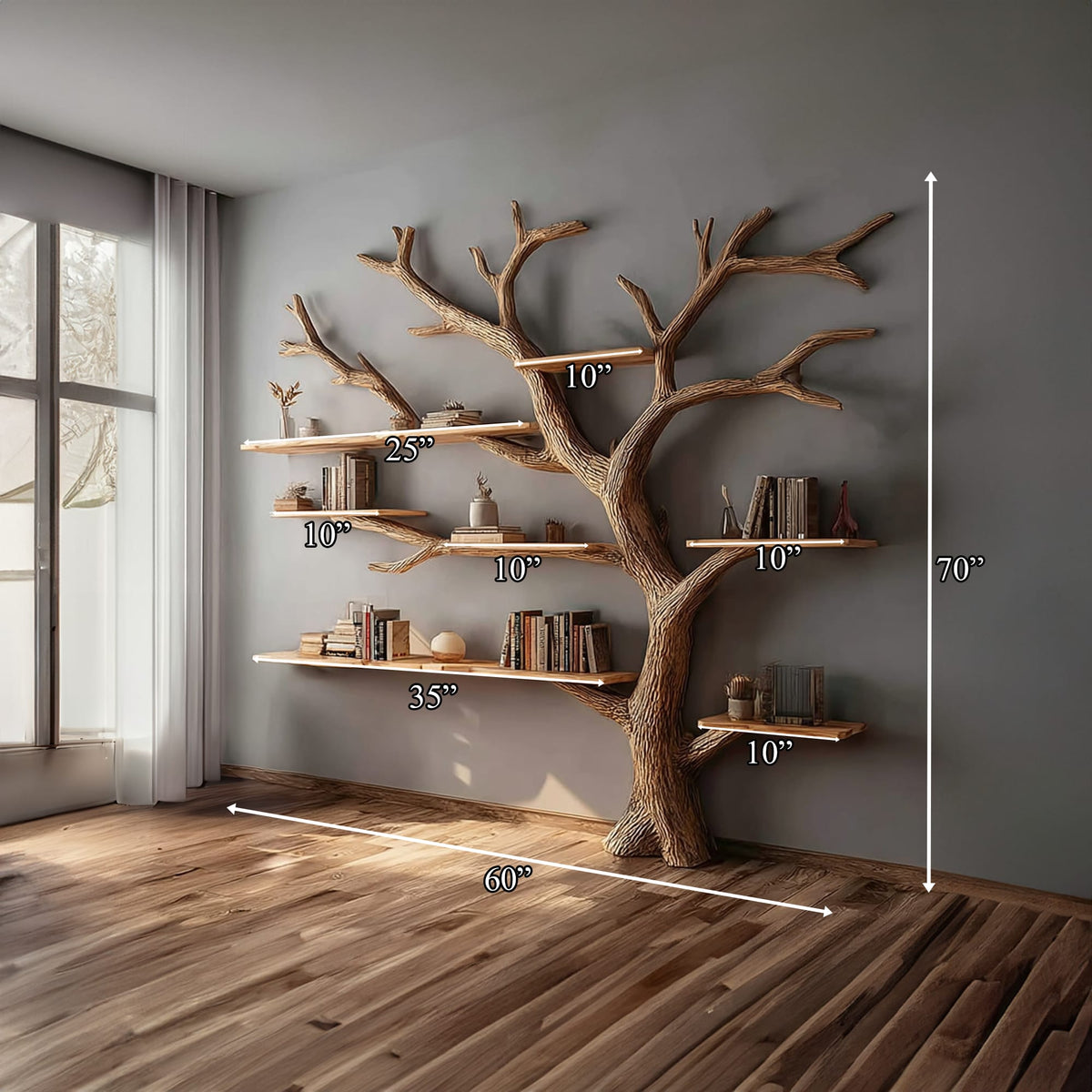 Artistic Solid Tree Bookshelf