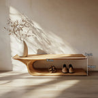 Mid Century Minimalist Shoe Bench Entry Space, solid wood, built to order