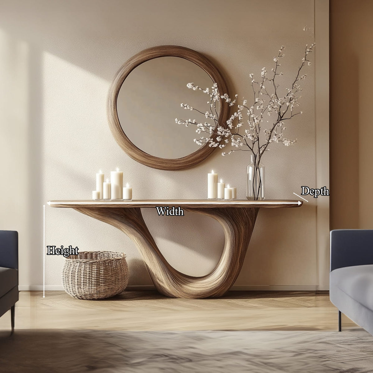Mid Century Arched Console Table