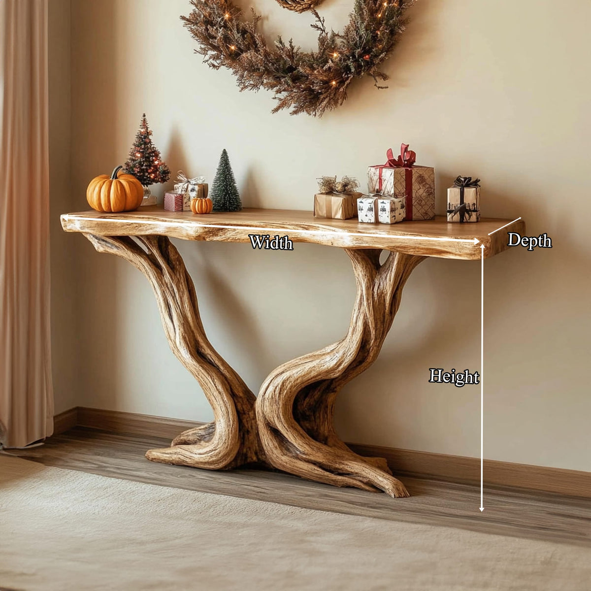 Mid Century Organic Compact Console Table