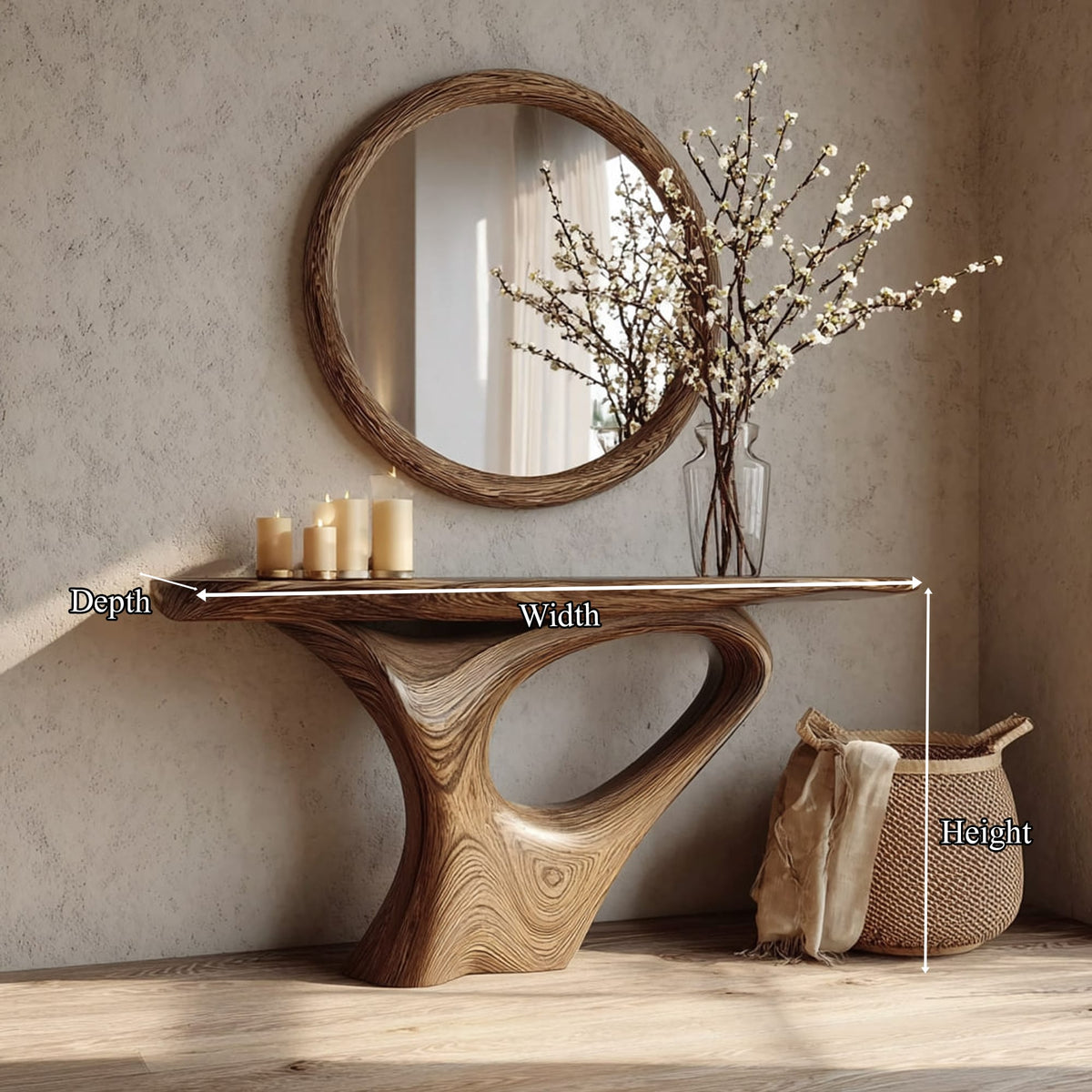 Mid Century Organic Sofa Console Table