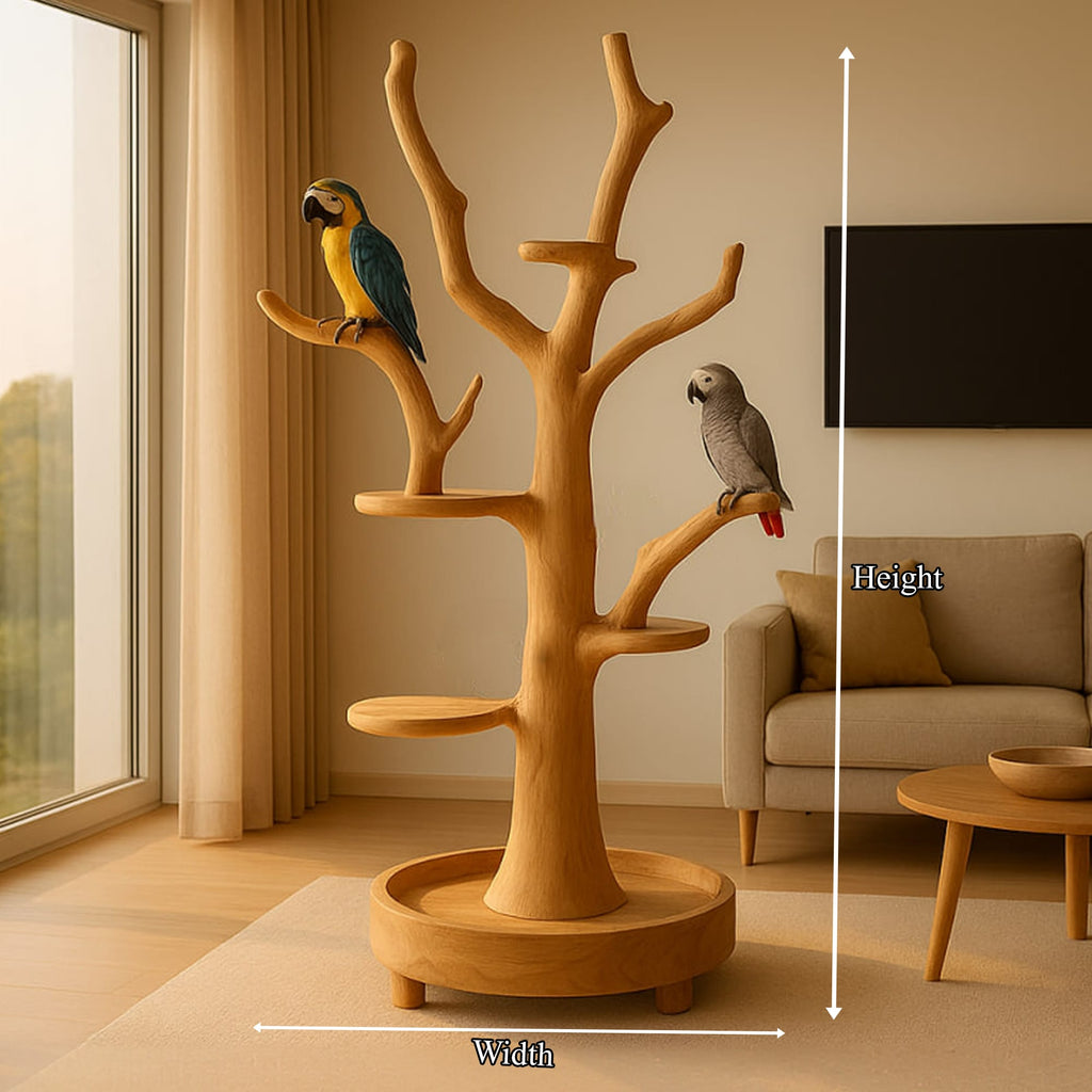 Rustic Parrot Tree Stand Living Room, solid wood, image 5 of 5