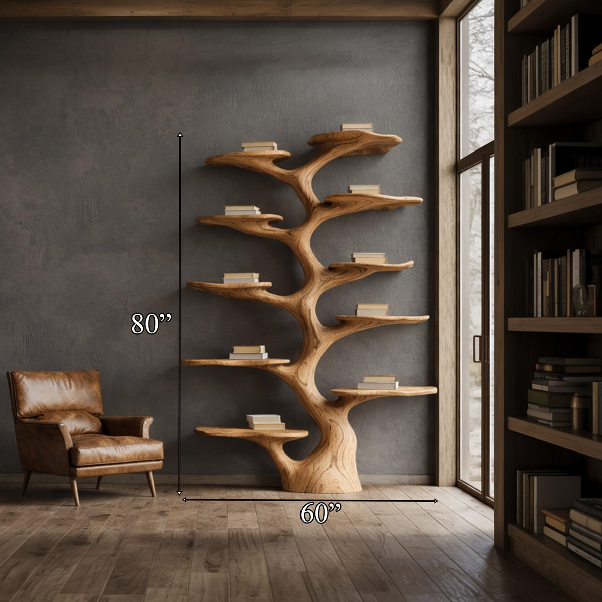 Solid Vertical Tree Bookshelf