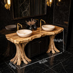 Organic Solid Bathroom Vanity Tree Base Statement Design, solid wood, built to order