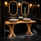 Live Edge Solid Bathroom Vanity Organic Sculptural Base, solid wood, built to order