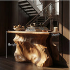 Solid Sculptural Back Console Table