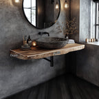 Mid Century Floating Bathroom Vanity Modern Compact Washroom, solid wood, built to order