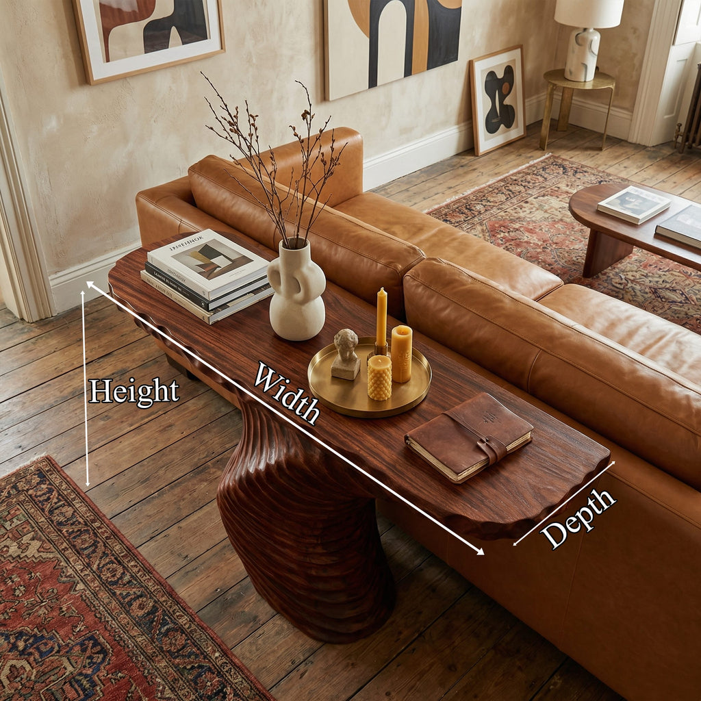 Ribbed Sculptural Console Table