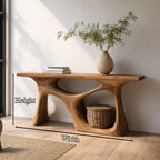 Organic Modern Console Table Sculptural Design, solid wood, built to order