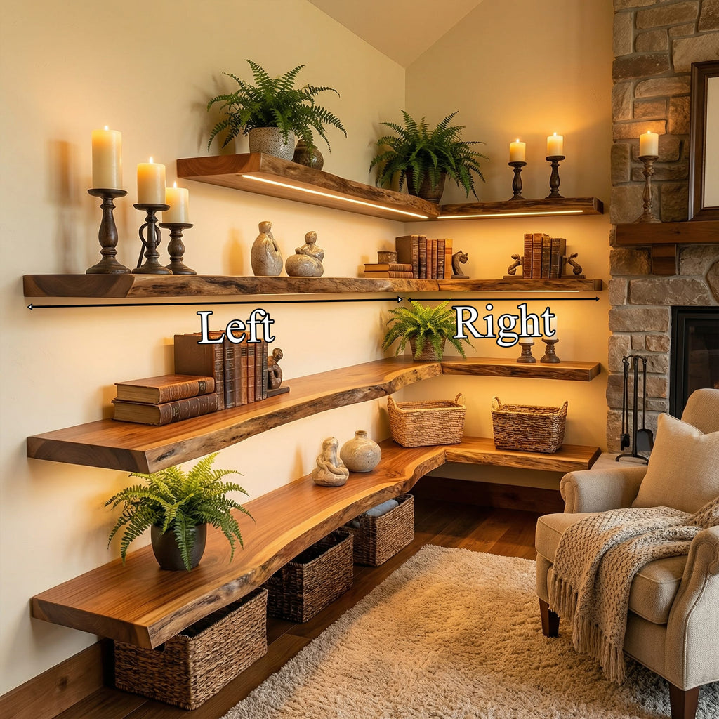 Modern Living Room Floating Wall Shelves, solid wood, built to order