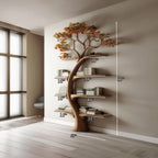 Midcentury Tree Bookshelf Bedroom Home Office, solid wood, built to order