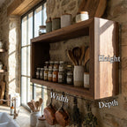 Rustic Box Style Kitchen Wall Shelf Display Unit, solid wood, built to order