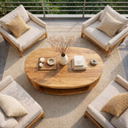 Curved Shell Solid Coffee Table Calm Living Room Interior, solid wood, built to order