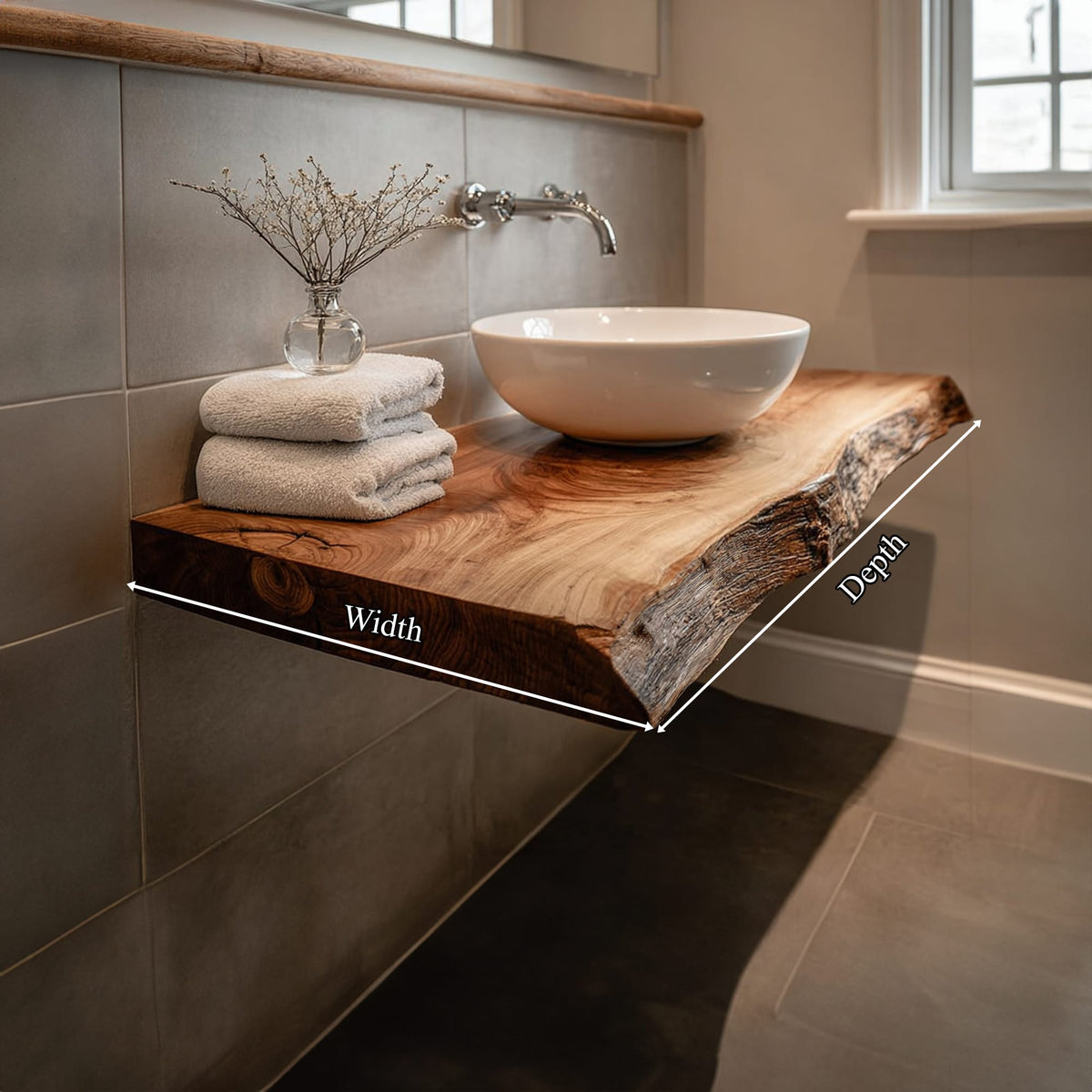 Live Edge Washroom Floating Shelf