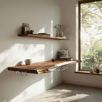 Handcrafted Live Edge Floating Work Desk Corner Workspace, solid wood, built to order