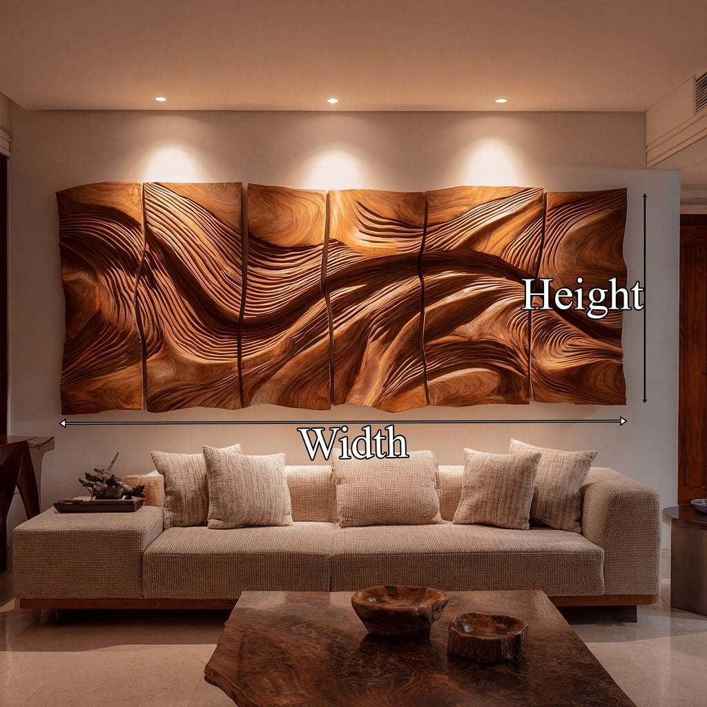 Modern Abstract Carved Wall Art Living Room Wall Decor, solid wood, built to order