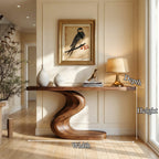 Artistic Flowing Base Console Table Entryway Hallway Living Room, solid wood, built to order