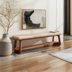 Mid Century Long Bench Entryway Dining Room Modern, solid wood, built to order