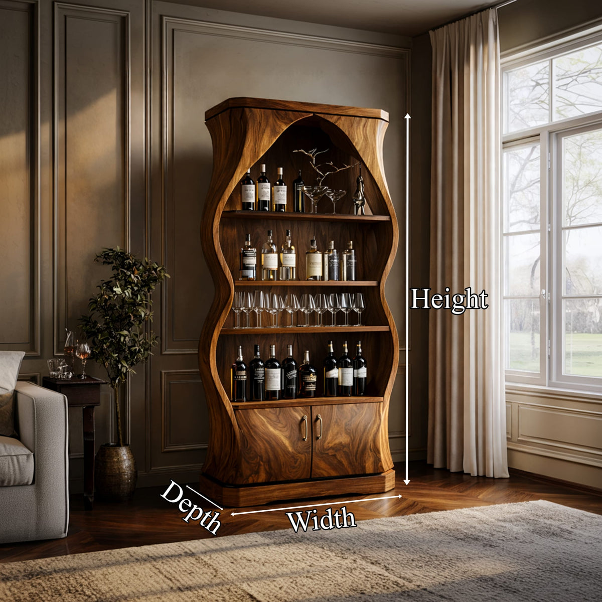 Artisan Solid Wine Cabinet Dining Room, solid wood, built to order