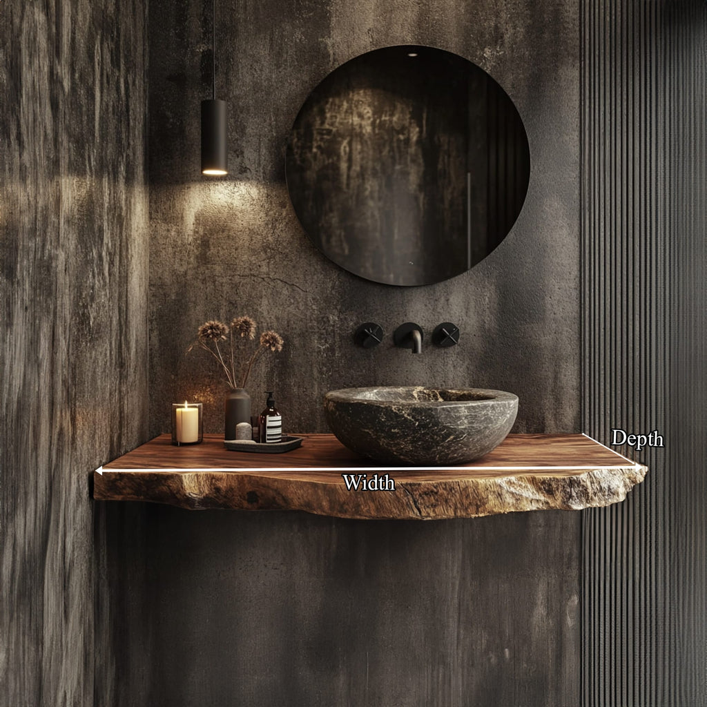 Mid Century Floating Bathroom Vanity Modern Washroom, solid wood, built to order