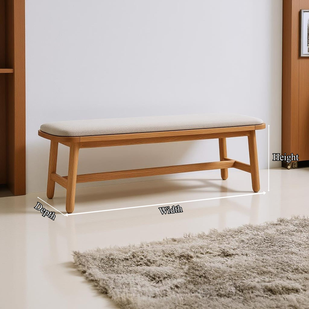 Mid Century Bench Bedroom Accent Furniture, solid wood, built to order