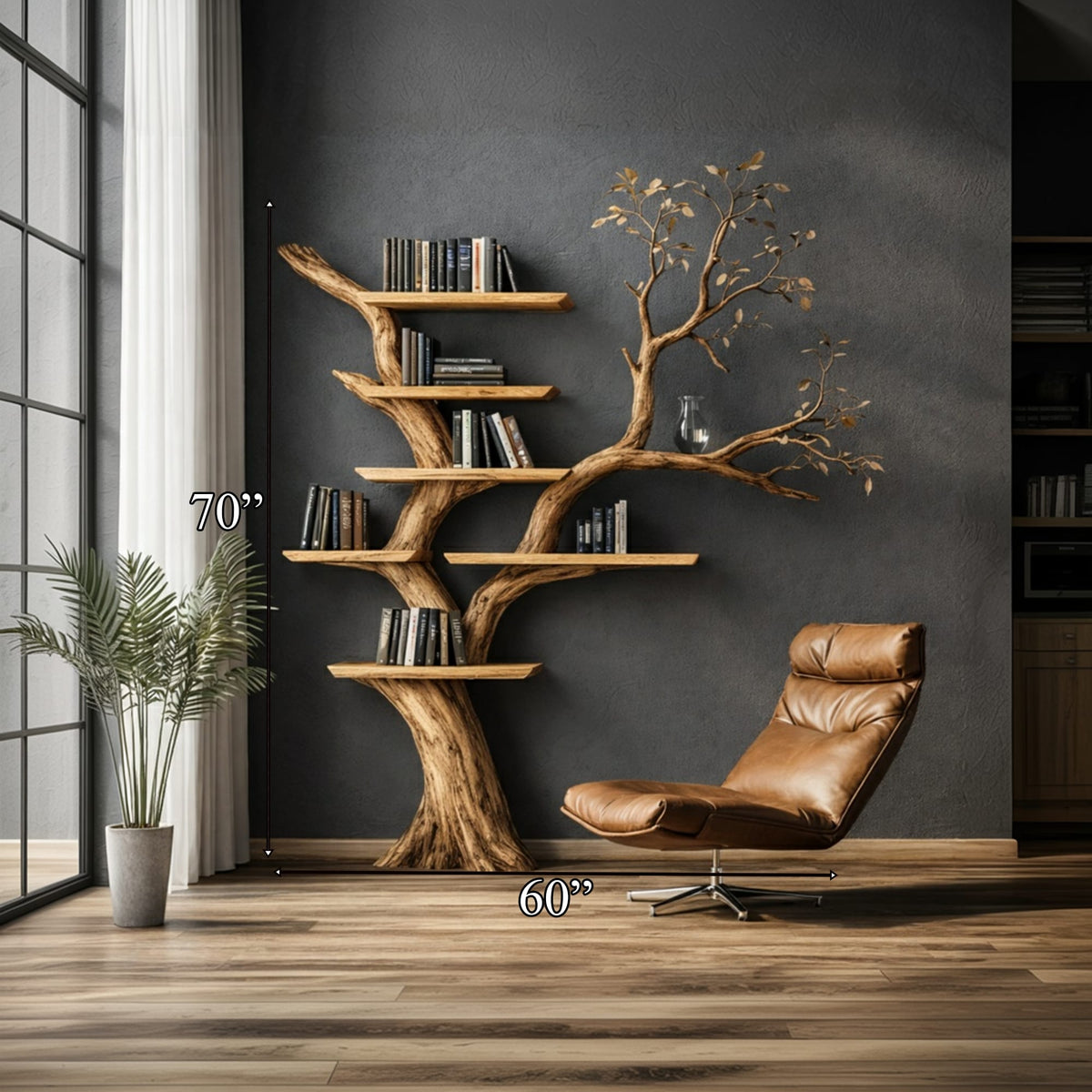 Mounted Floating Tree Bookshelf