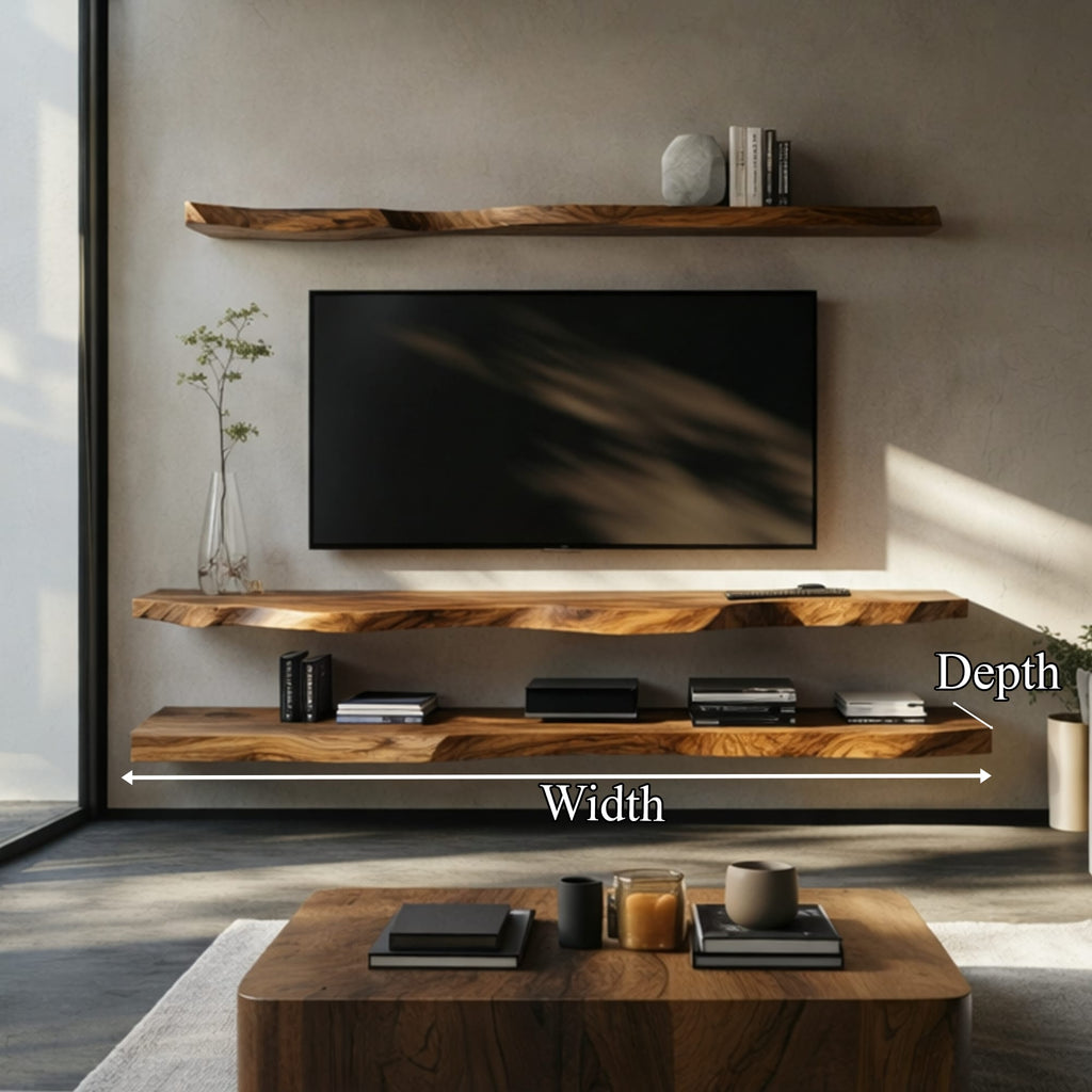 Live Edge Floating Mounted Wall Shelf