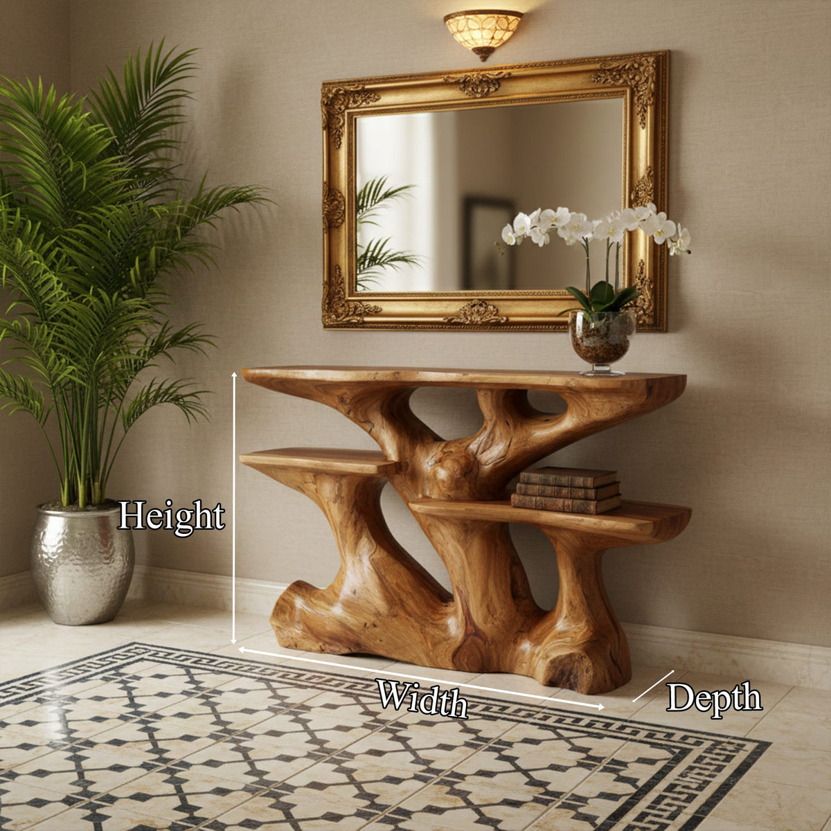 Mid Century Sculptural Foyer Console Table