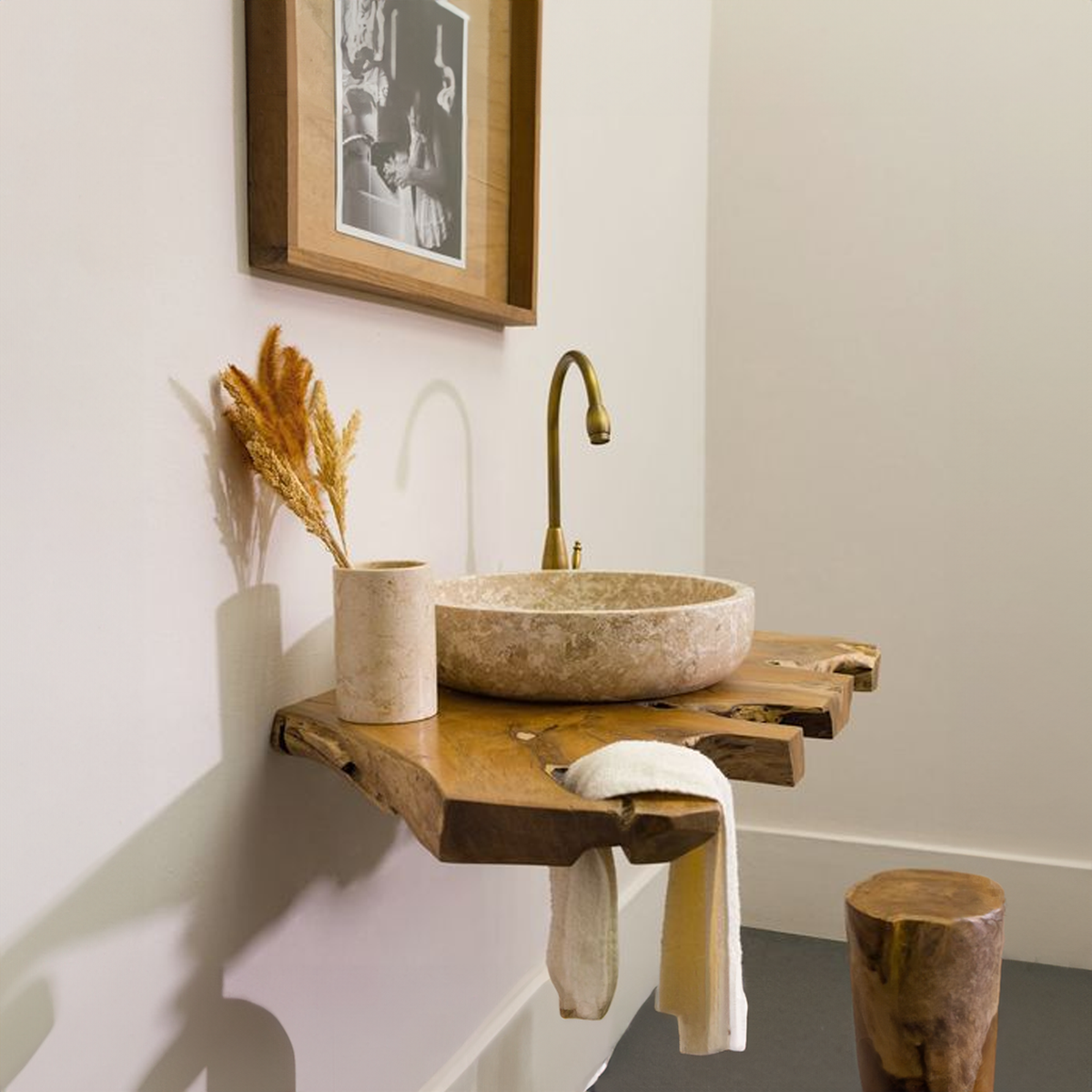 Live Edge Bathroom Vanity Shelf, solid wood, built to order, view 4