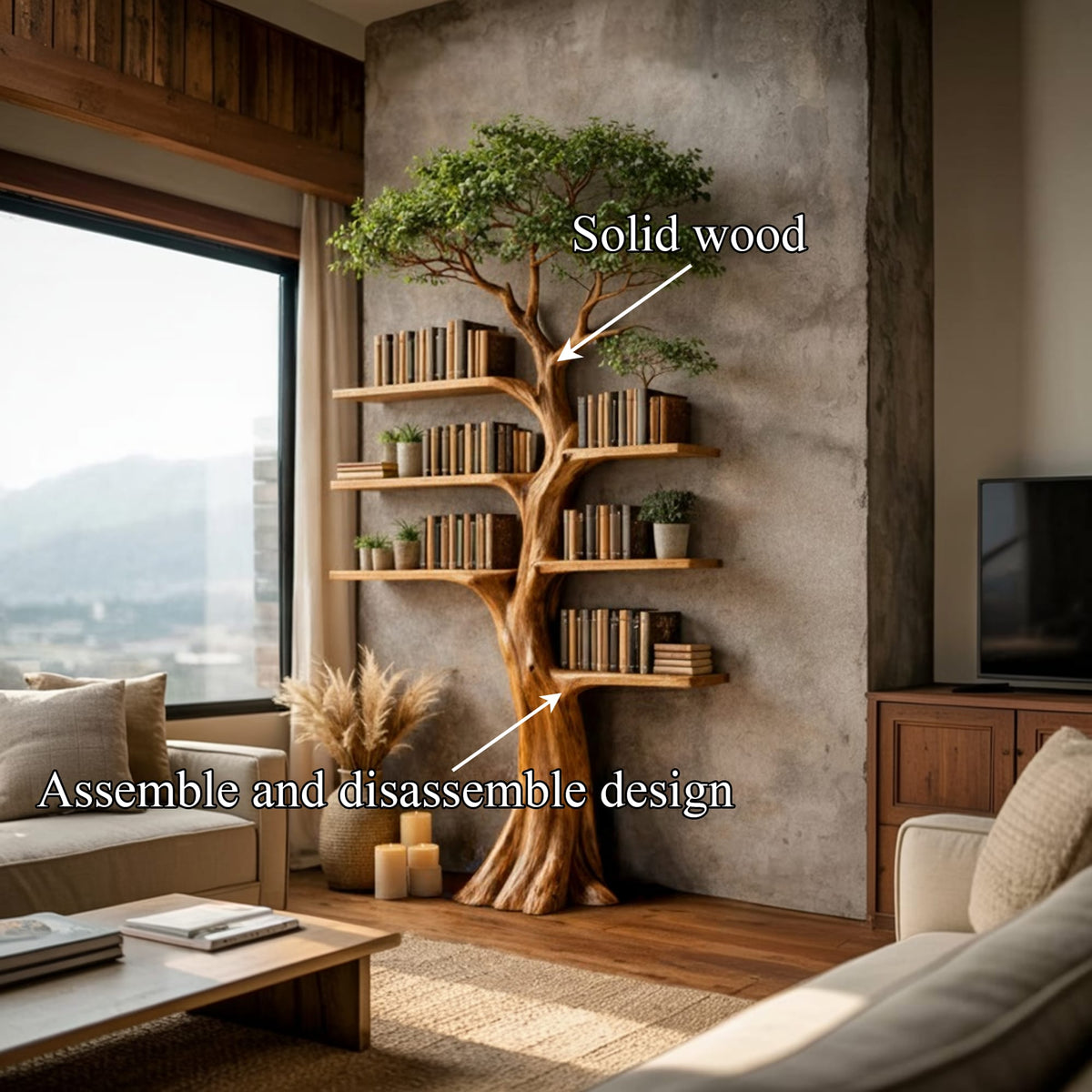 Freestanding Storage Tree Bookshelf