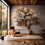 Organic Mounted Floating Tree Bookshelf