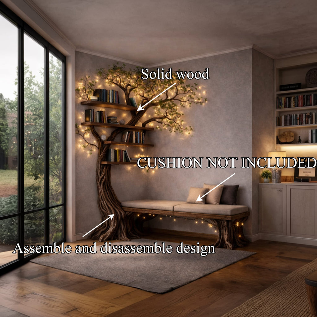 Handcrafted Tree Storage Bench Living Room Interior Architectural Decor, solid wood, built to order